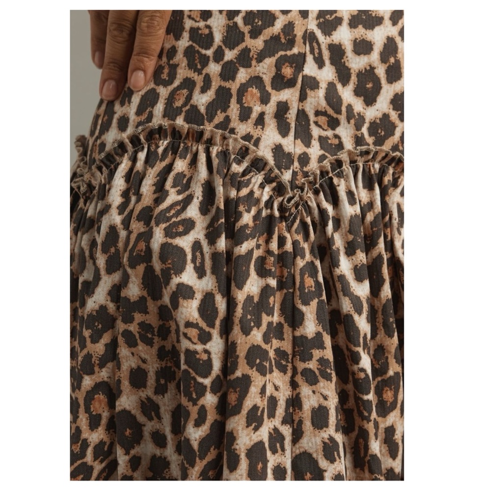 Anthropologie Mara Mara Leopard Print Basque Waist Drop Waist Maxi Skirt NWT - Picture 9 of 16